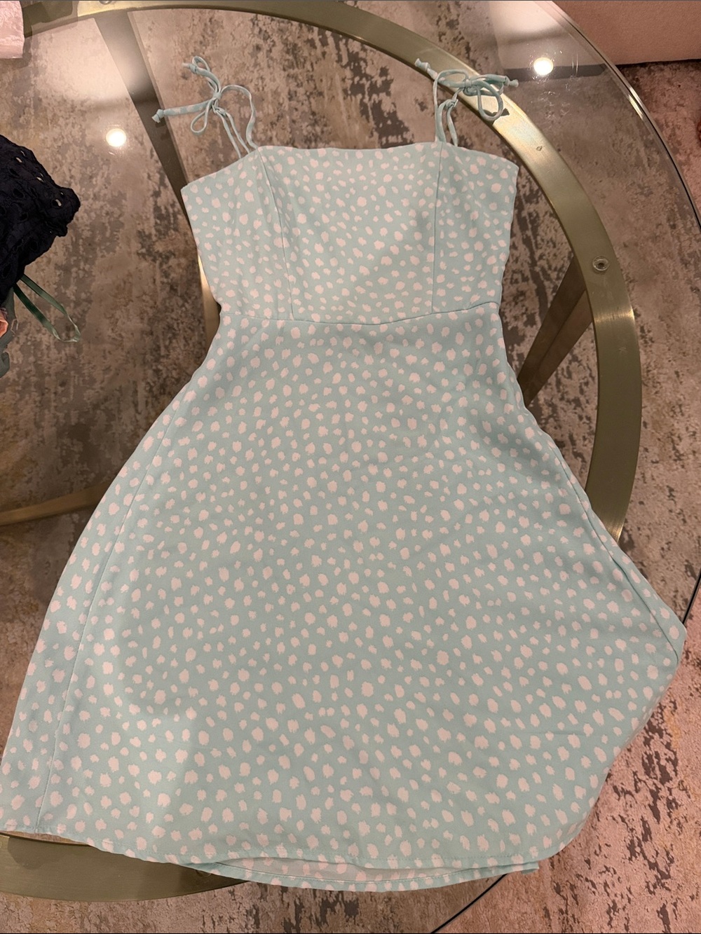 GB girls Light Blue & White Tie-strap Sundress